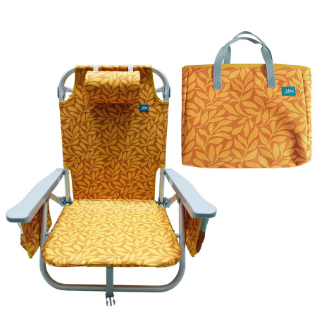 Silla Reposera Reforzada 120kg Plegable Aluminio Naranja