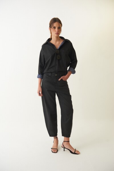 JEAN SLOUCHY LEATHER Negro
