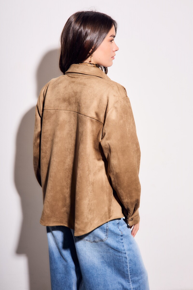 Camisa Gamuza Cuero Vegano Moca