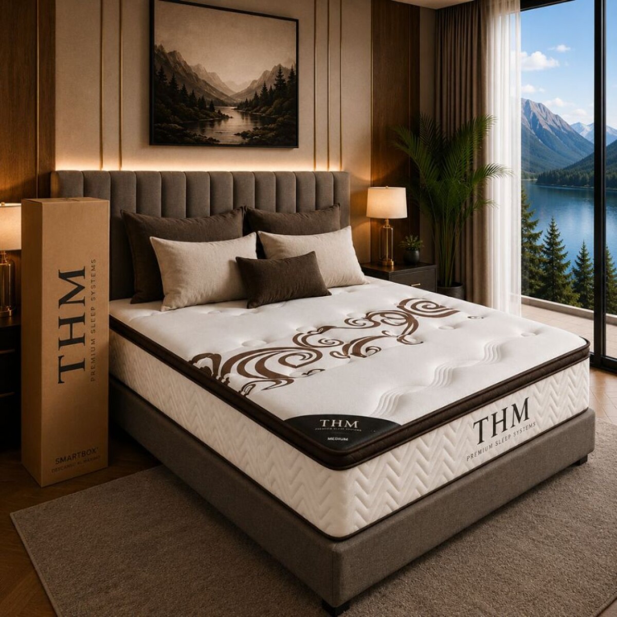 Sommier 2 Plazas HAMPTONS Palladium Smart Box - Gris 