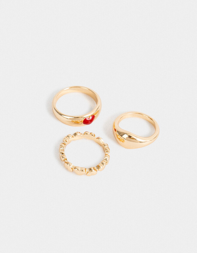 Sets Anillos Con corazón Set De Anillos Con Corazones - Dorado