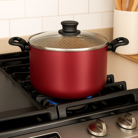 OLLA ALTA CON TAPA TRAMONTINA 26 CM 9.8 L BORDO