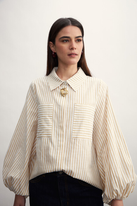 Camisa Flora Beige