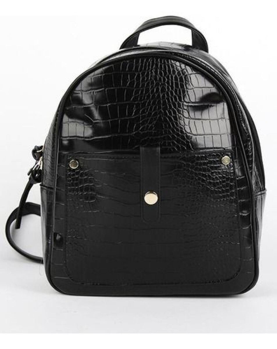 Mochila croco en cuerina Canva - Negro 