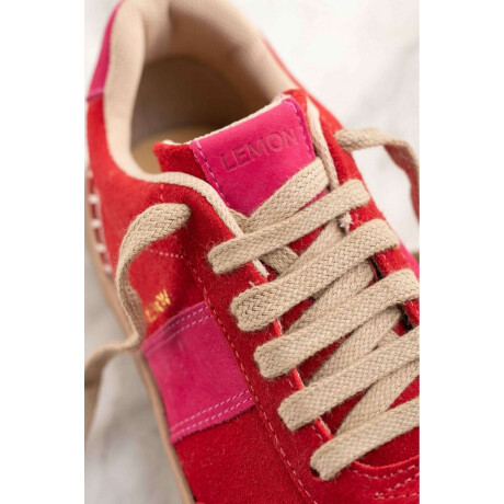 Zapatilla Combinada Gamuza Rojo