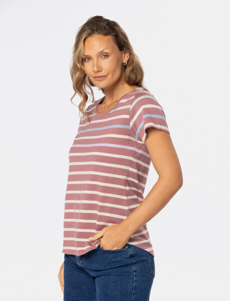 REMERA RAYADA Rosado