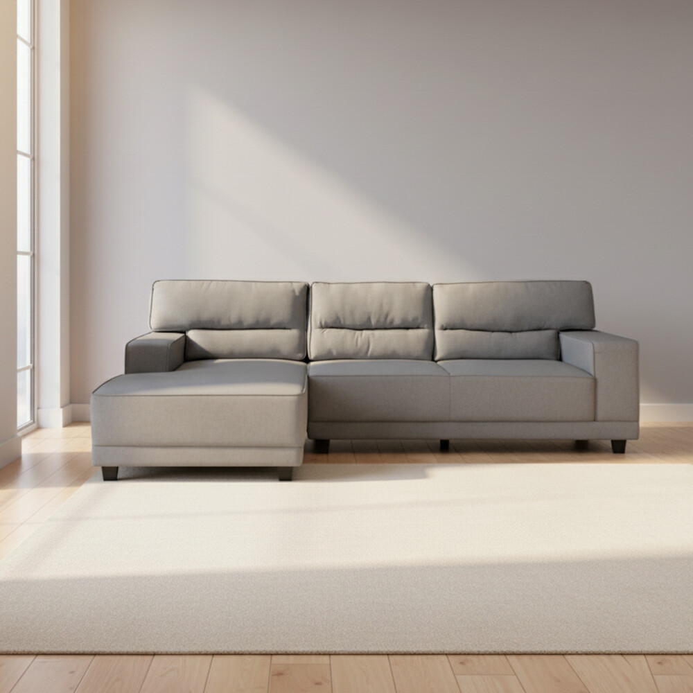 SOFÁ C/CHAISE GRIS TELA EXCELENCE IZQ