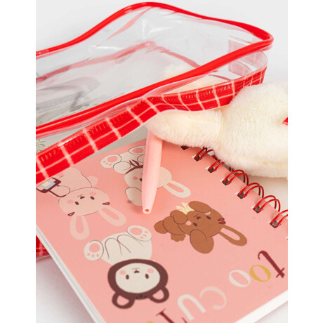Set De Librería En Pouch De Pvc Con Peluche Combinacion Multicolor