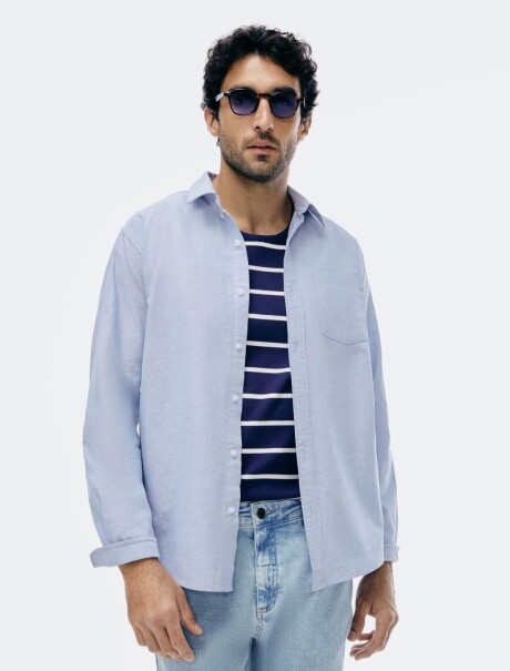 CAMISA OXFORD DE MANGA LARGA CELESTE