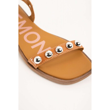 Sandalia Cuero Apliques Camel
