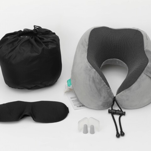 ALMOHADA CERVICAL DE ESPUMA VISCOELÁSTICA EN FORMA DE U CON ANTIFAZ Y TAPONES PA ALMOHADA CERVICAL DE ESPUMA VISCOELÁSTICA EN FORMA DE U CON ANTIFAZ Y TAPONES PA