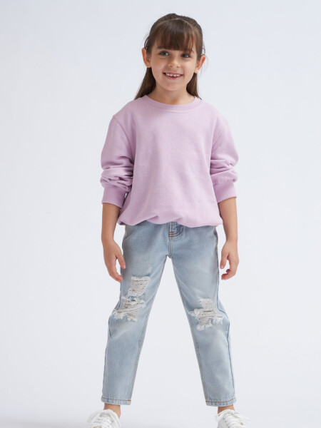 Pantalón de jean Mom Fit Roto Celeste