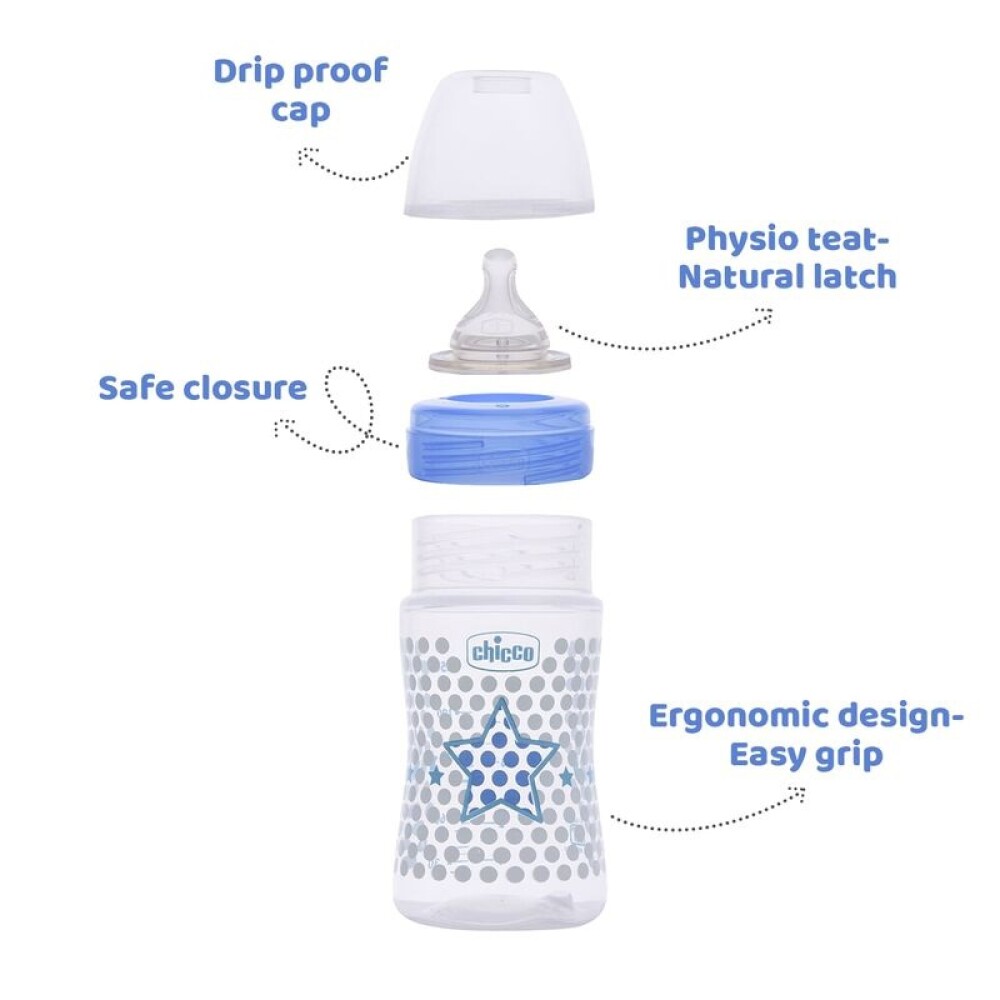 Biberon 150ml CHICCO - well being celeste estrella
