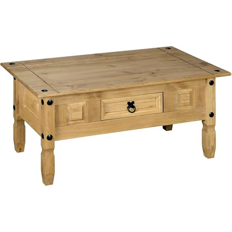 Mesa de centro ESTILO MEXICANO 1 cajón Color CERA NATURAL Mesa de centro ESTILO MEXICANO 1 cajón Color CERA NATURAL