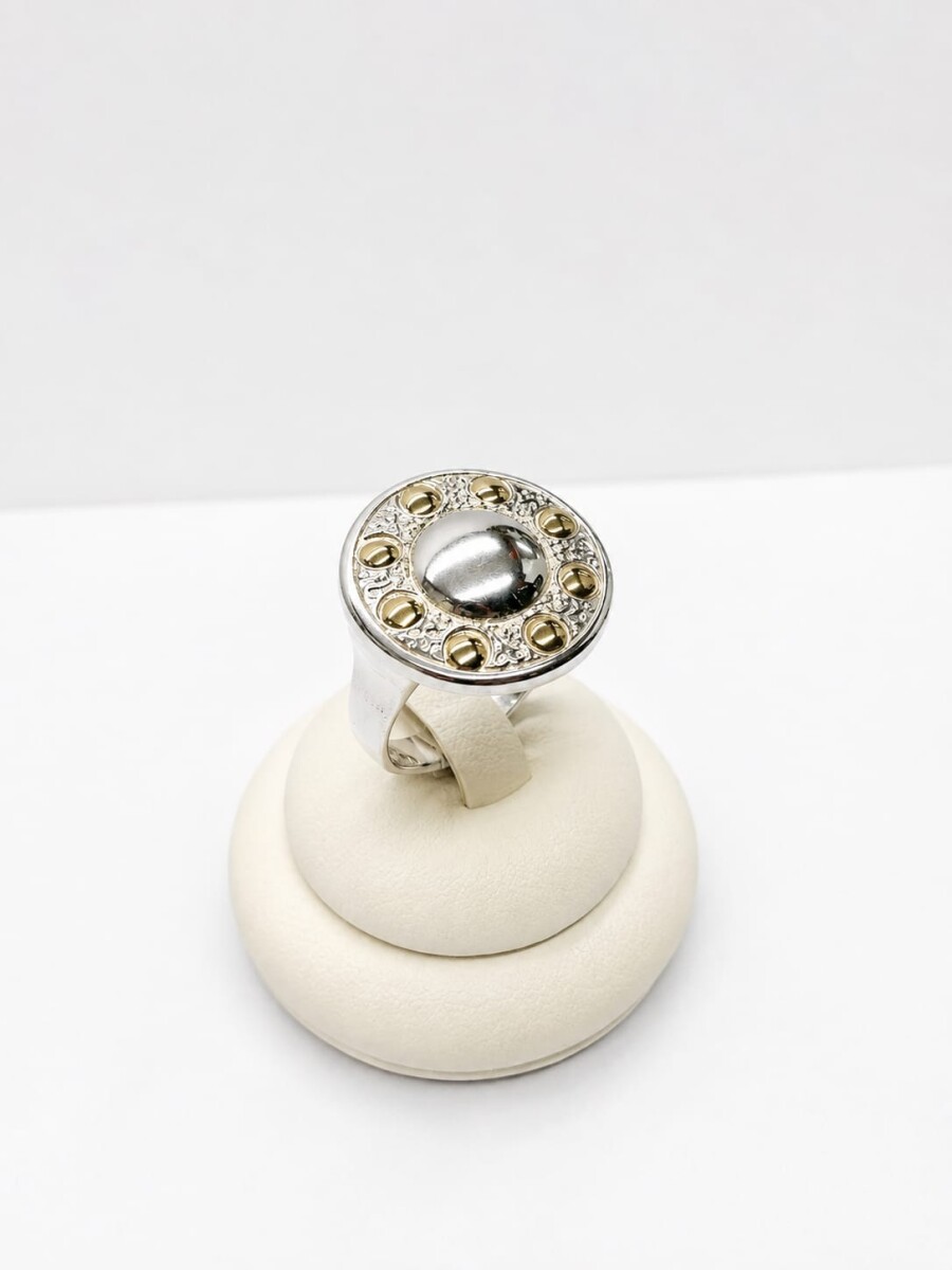 Anillo Plata y Oro círculos 