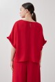Blusa manga corta con volados rojo