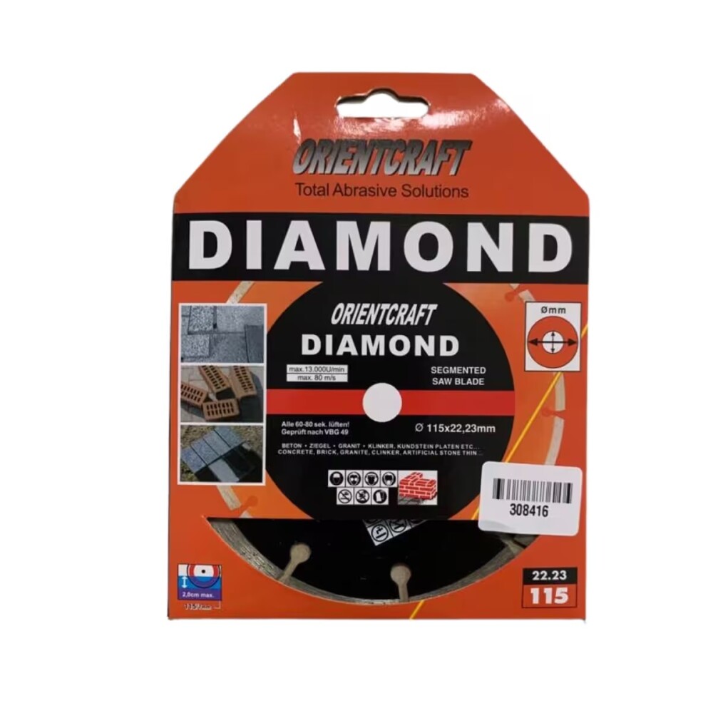 Disco diamantado 115mm segmentado corte seco/húmedo Disco Diamantado 115mm Segmentado Corte Seco/húmedo