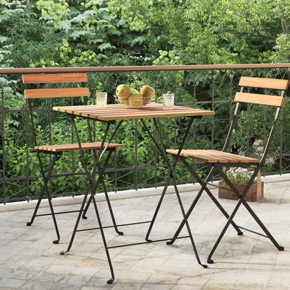 Set Bistró para Balcón Plegable (Mesa + 2 Sillas) 