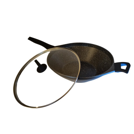 Wok con tapa de vidrio Comet Nuova de 32cm color Negro Negro
