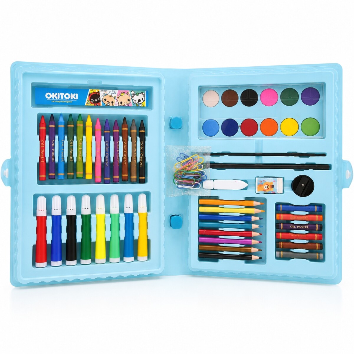 SET MALETA ESCOLAR DE ARTE 68 PIEZAS AZUL 