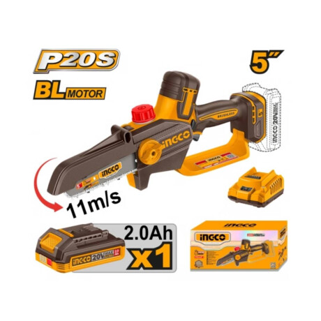 Mini Motosierra a Bateria INGCO CGSLI20561 5 Pulgadas P20S Con Bateria 2.0AH Y Cargador 20V