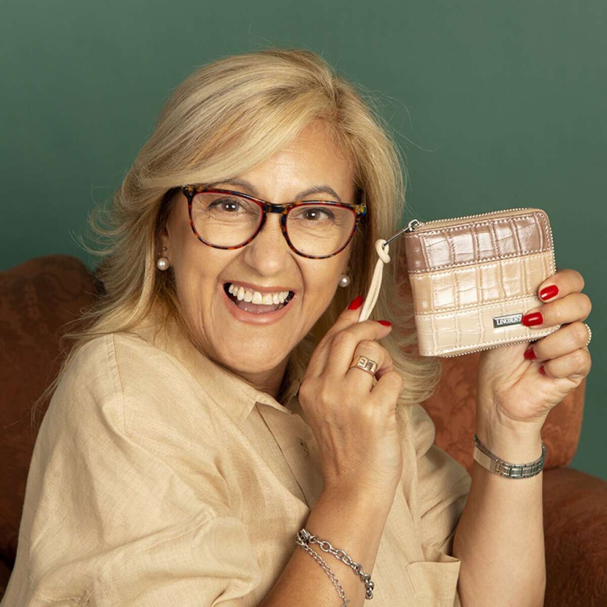 Billetera Candela Croco - Tostado Vison Piel 