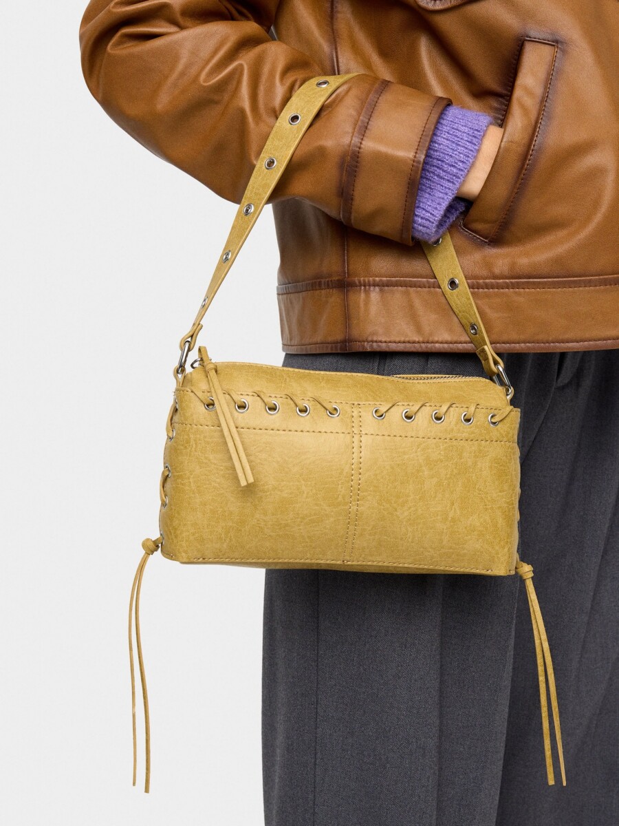 Bolso De Hombro Trenzado mostaza