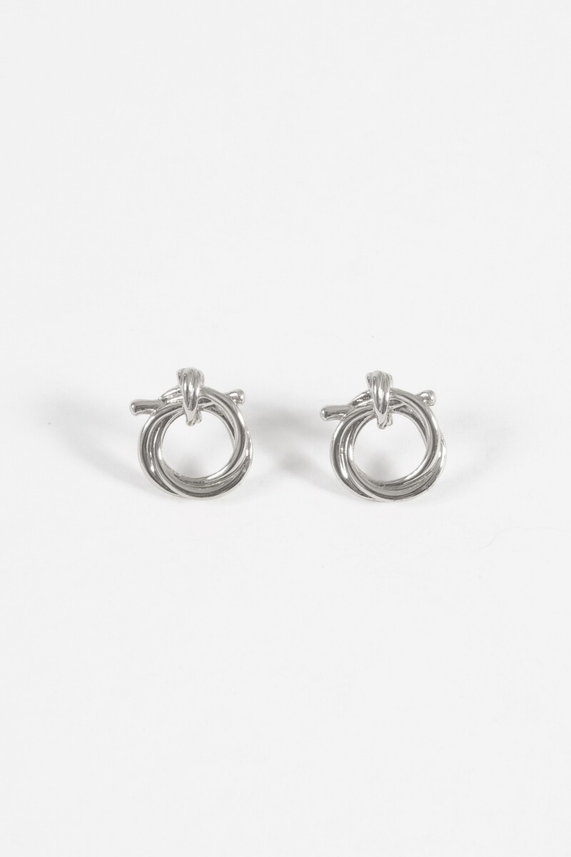 Caravanas circular nudo plateado