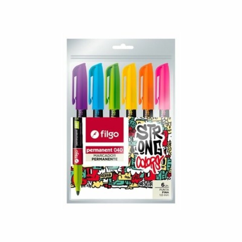 Marcador Permanente 040 Fino x6 Brillante Filgo #MARCADOR FILGO PERMANENTE 040 FINO - ESTUCHE 6 BRILLANTE