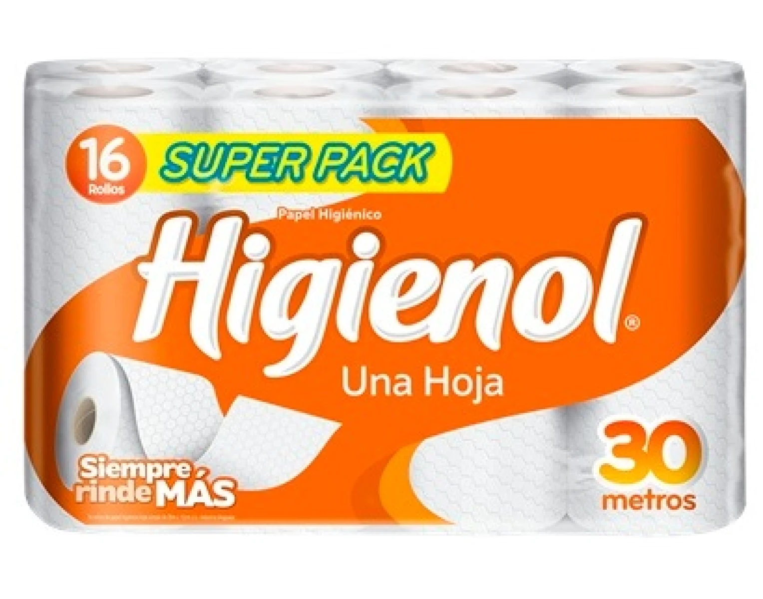 PAPEL HIGIENICO HIGIENOL 30 MT 16 ROLLOS 