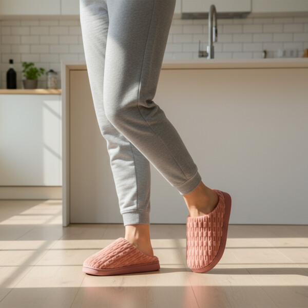 Pantufla Danesa De Dama Slide Cómoda Abrigada Invierno Color Rosado