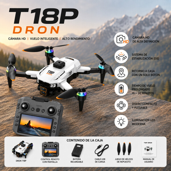 Drone T18p Con 2 Cámara Hd Y Control Remoto DRONE 2 CAMARAS T18P