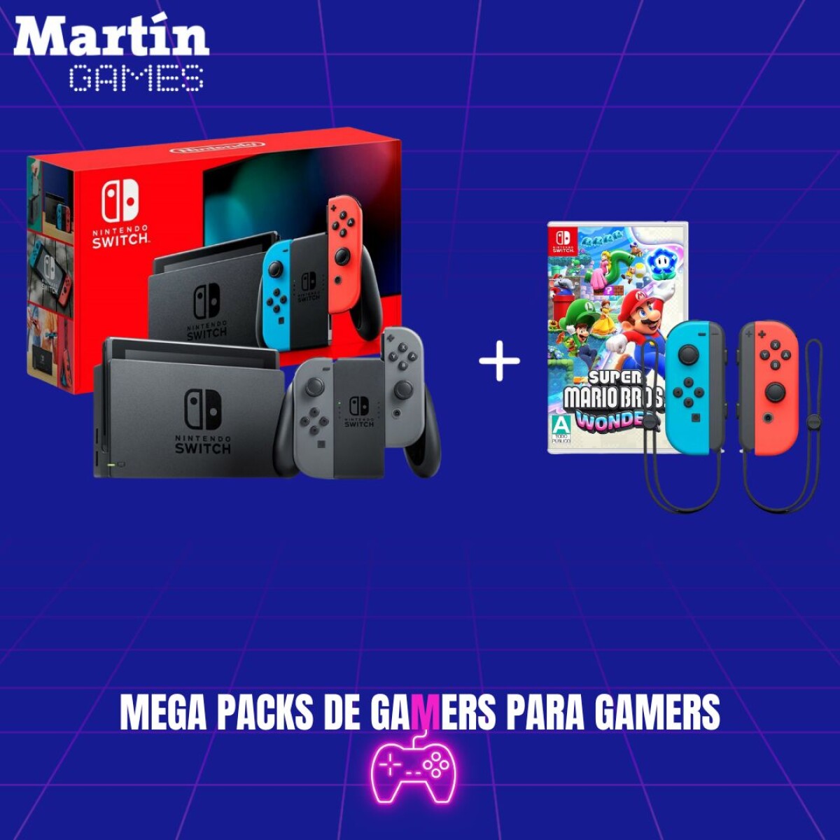 NINTENDO SWITCH V2 + 1 PAR DE JOY-CONS EXTRA + MARIO WONDER 