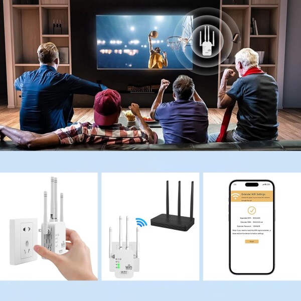 Extensor Wifi Repetidor Doble Banda Router Modem 4 Antenas Variante Color Blanco