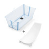 Baño Plegable Flexi Bath Transparente / Celeste + Soporte Cuchara Stokke Baño Plegable Flexi Bath Transparente / Celeste + Soporte Cuchara Stokke