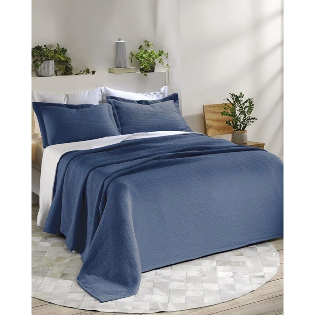 Cubrecama Dohler de plazas con fundas de almohadas Azul