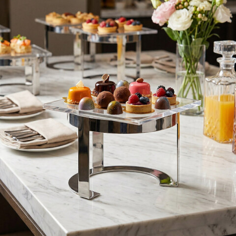 Exhibidor Volf Buffet de Acrilico y Acero Exhibidor Volf Buffet de Acrilico y Acero