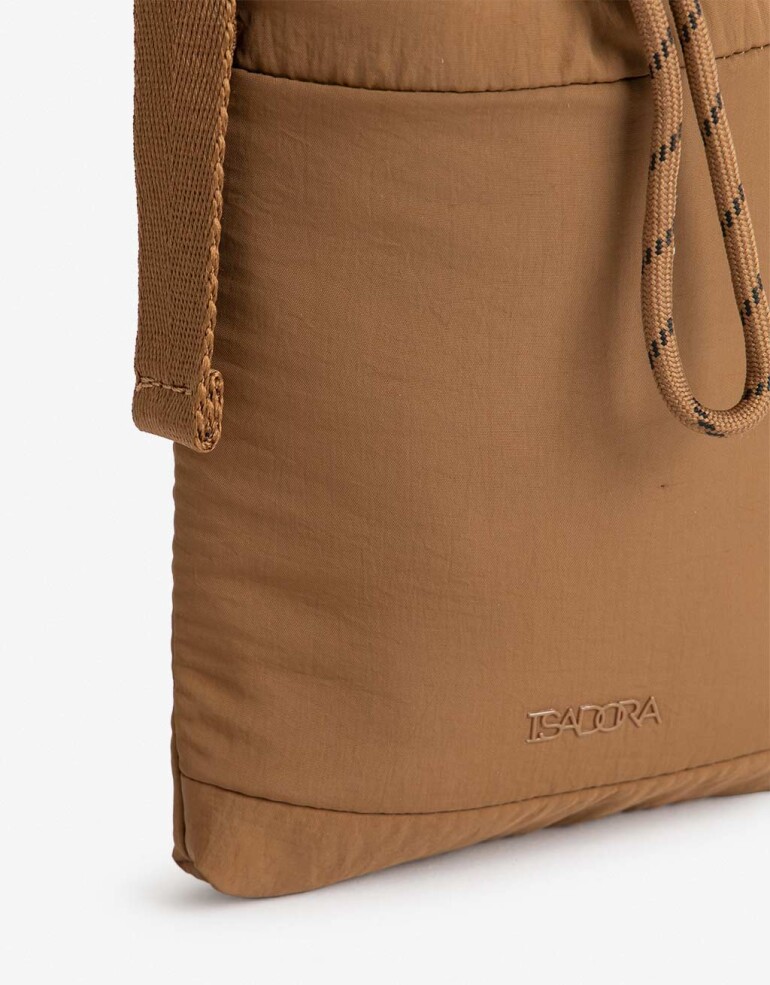 Complemento Marroquinería Nylon Porta Celular Con Asa Regulable - Marron Beige