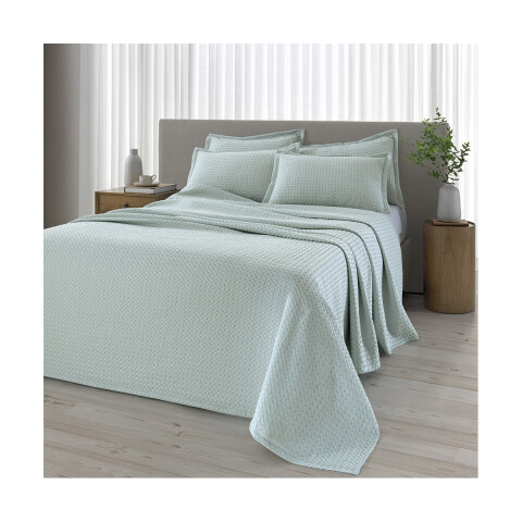 Juego Colcha y Funda Dohler Provenza King 100% Microfibra VERDE AGUA