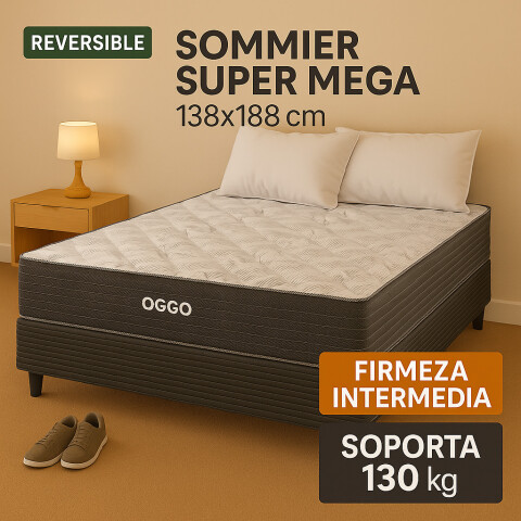 Sommier SUPER MEGA - 2 Plazas - Espuma - Reversible - 138x188x16 cm - 130 Kg Sommier SUPER MEGA - 2 Plazas - Espuma - Reversible - 138x188x16 cm - 130 Kg