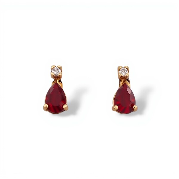 Caravanas Vintage Rubí y Zirconia - Oro bajo - Rubí y Zirconia- CA8282 conpiedra