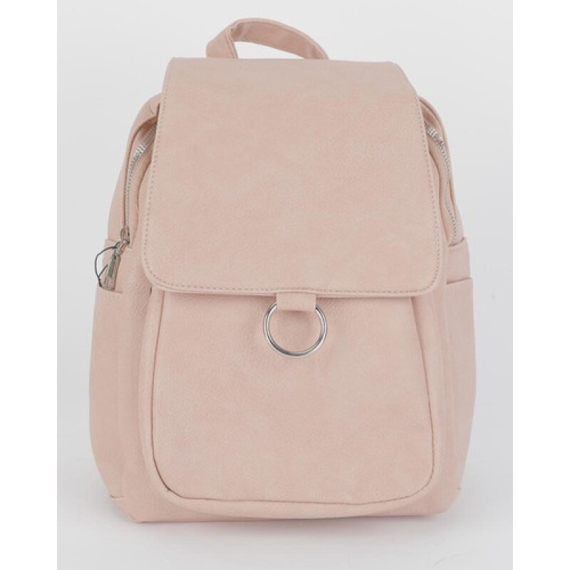 Mochila Canva con tapa y argolla Rosa