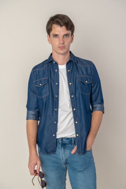 Camisa Denim Western Camisa Denim Western