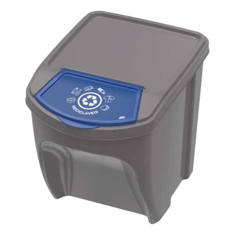 Basurero apilable Plasutil Eco 20L para desechos orgánicos/reciclables Reciclable Color Gris