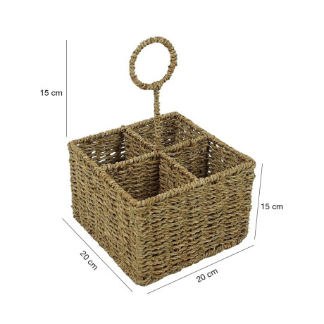 Organizador Decorativo Cuadrado c/4 Divisiones Fibra Natural Natural