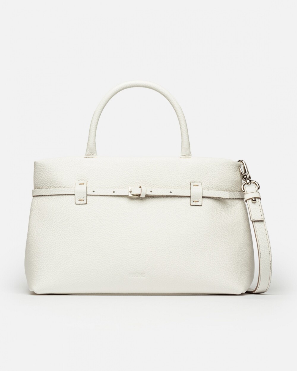 Cartera de mano Bay en cuero graneado Blanco