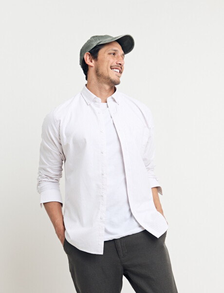 012584 CAMISA HARRY Beige/blanco