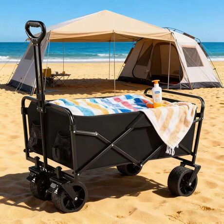 Carro de playa plegable 70x45x50cm Negro