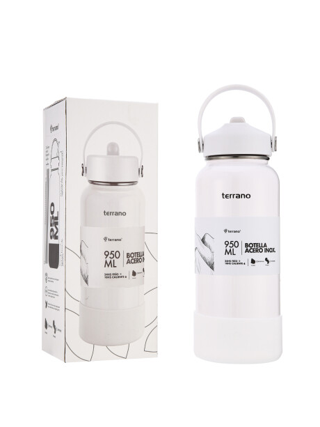 Botella Térmica con Pico 950mL. Blanco Metalizado