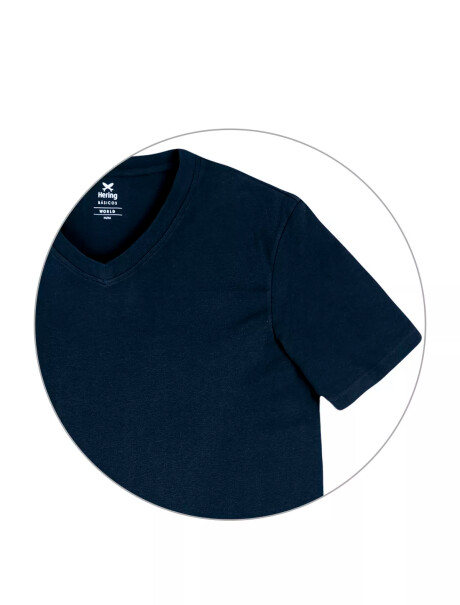 CAMISETA BÁSICA MANGA CORTA CUELLO EN V AZUL OSCURO